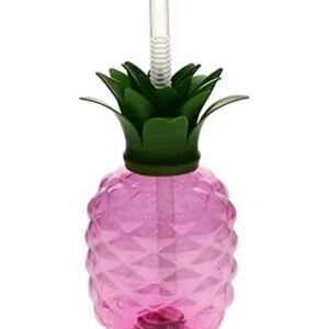 Pineapple Shaped Pink LED Party Cup with Straw